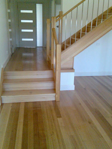 Narrow Strip Engineered Wood on Staircase